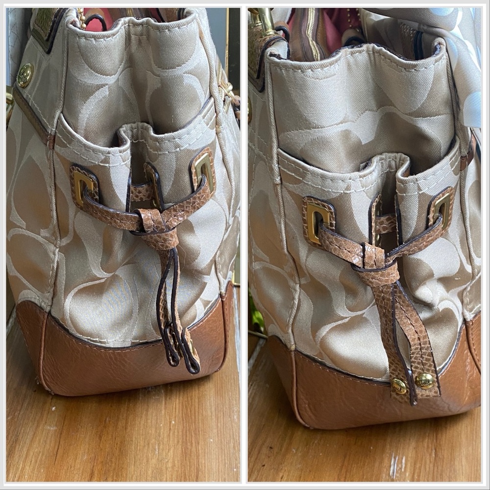 Coach Beige and Brown Signature Canvas Satchel. - Picture 9 of 15
